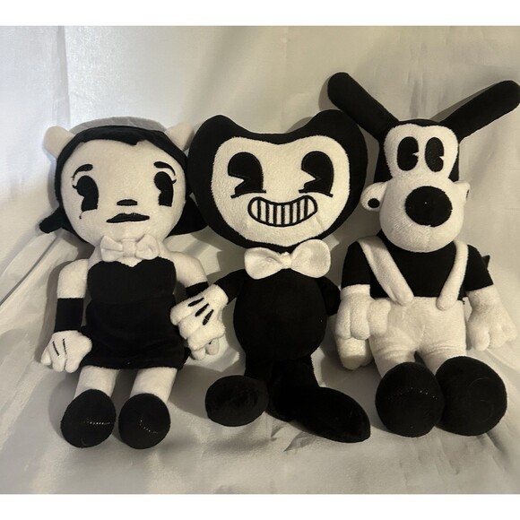 Set of 3 2017 Bendy & The Ink Machine  Buddies 10”Plush Black White Toys - Picture 1 of 8